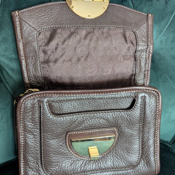 Michael Kors Brown Leather and Calfhair Margo Top Handle Satchel Bag - Picture 2 of 12